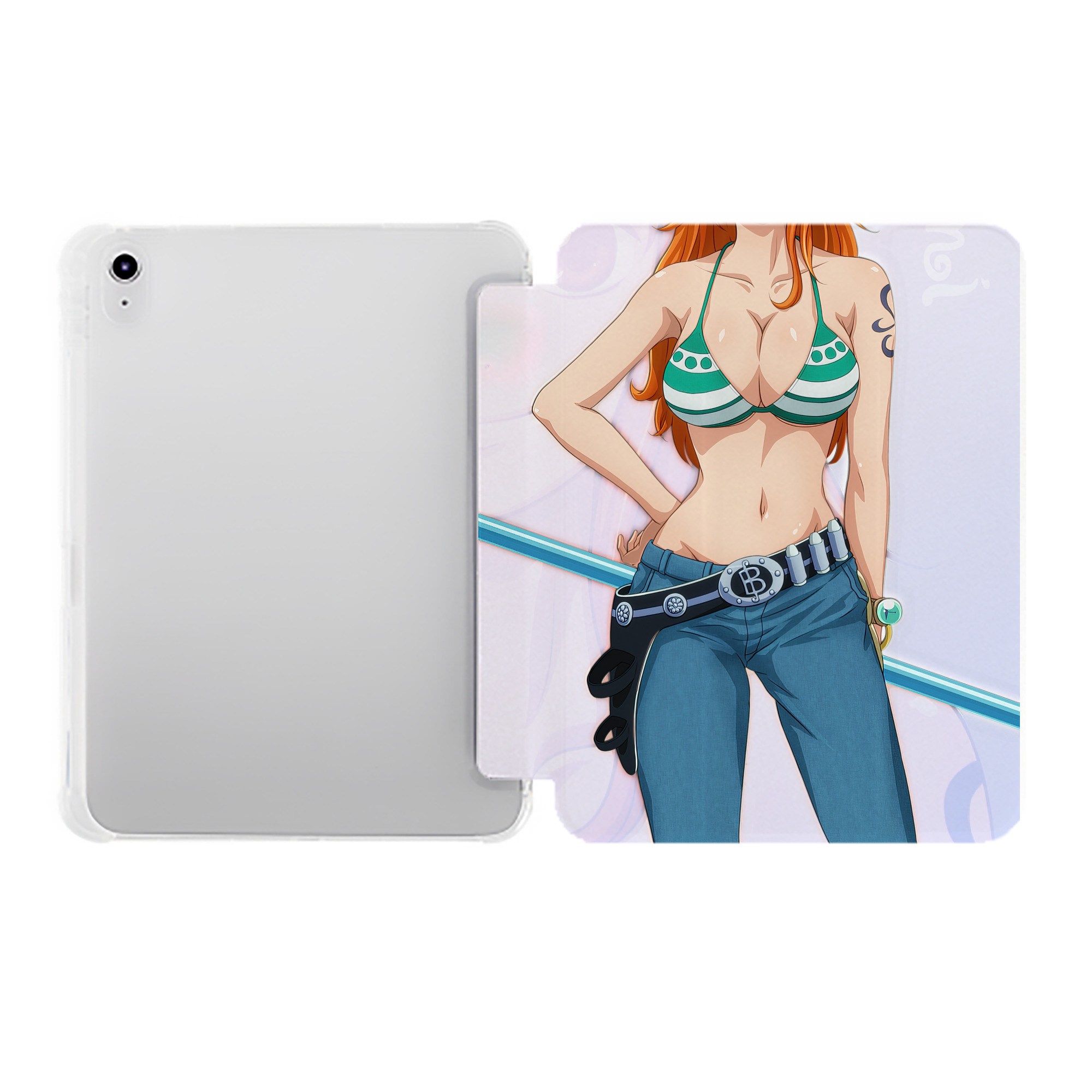 （画像用） ワンピース ONE PIECE IPad ケース ペン収納付き 三つ折りスタンド PUレザー×シリコン 対応機種9.5/10.5/10.9インチ